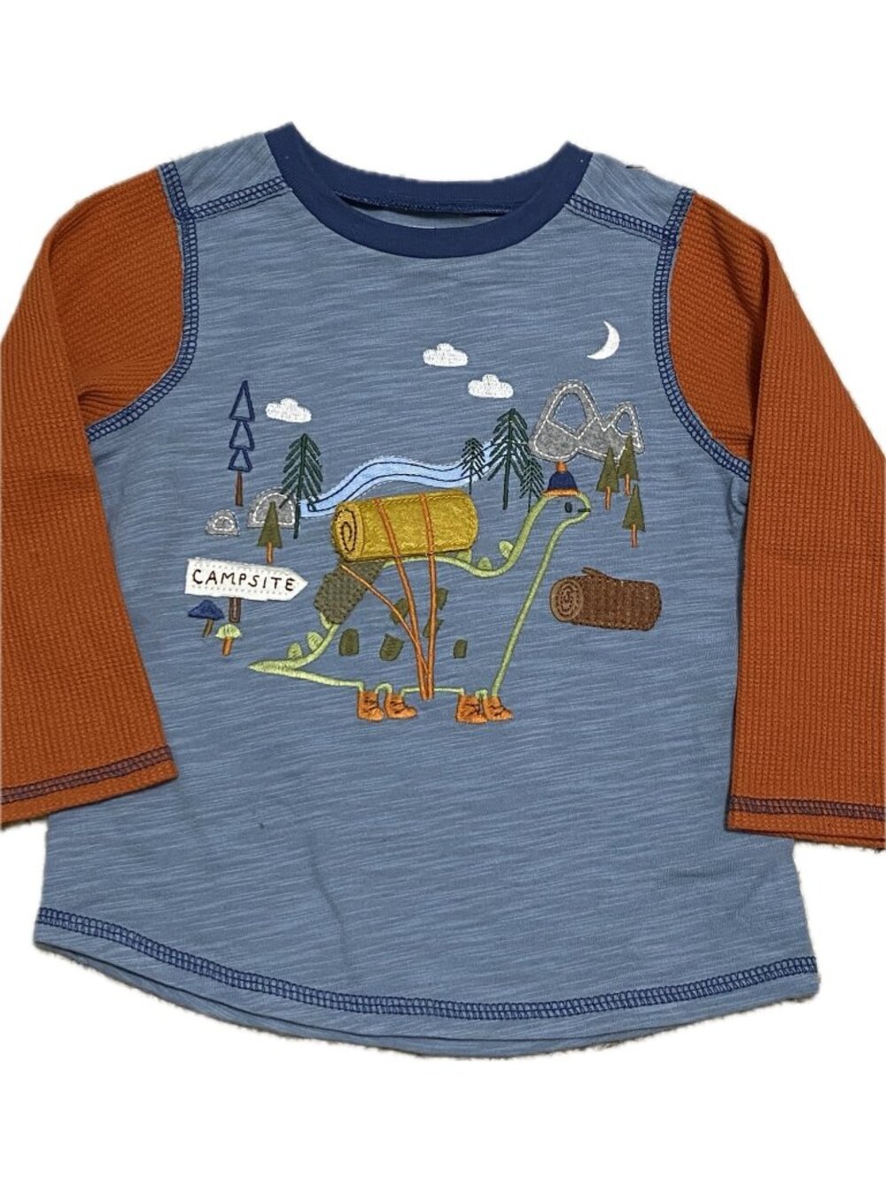 Mud Pie 12m 18m NWOT Shirt Dinosaur Dino camping hiking embroidery applique